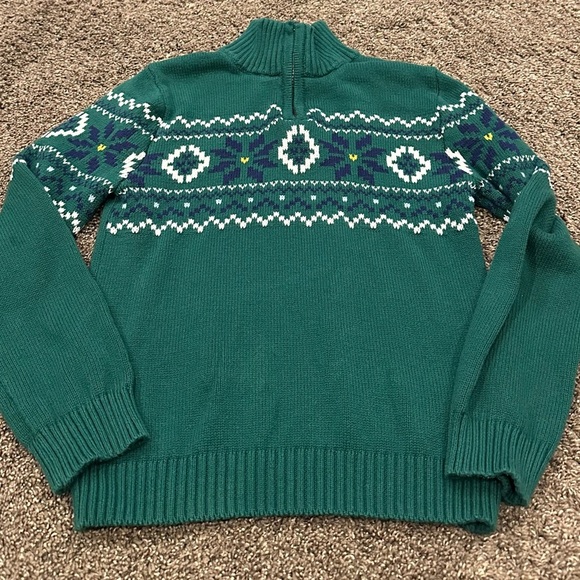 Boys Izod Green Fairisle Sweater 6/7 - Picture 1 of 2